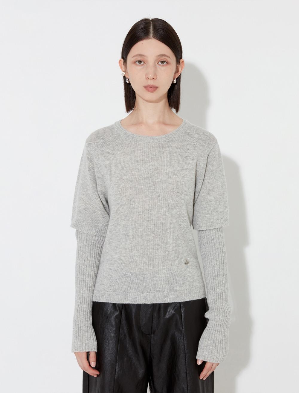 DETACHABLE SLEEVE KNIT [GREY]