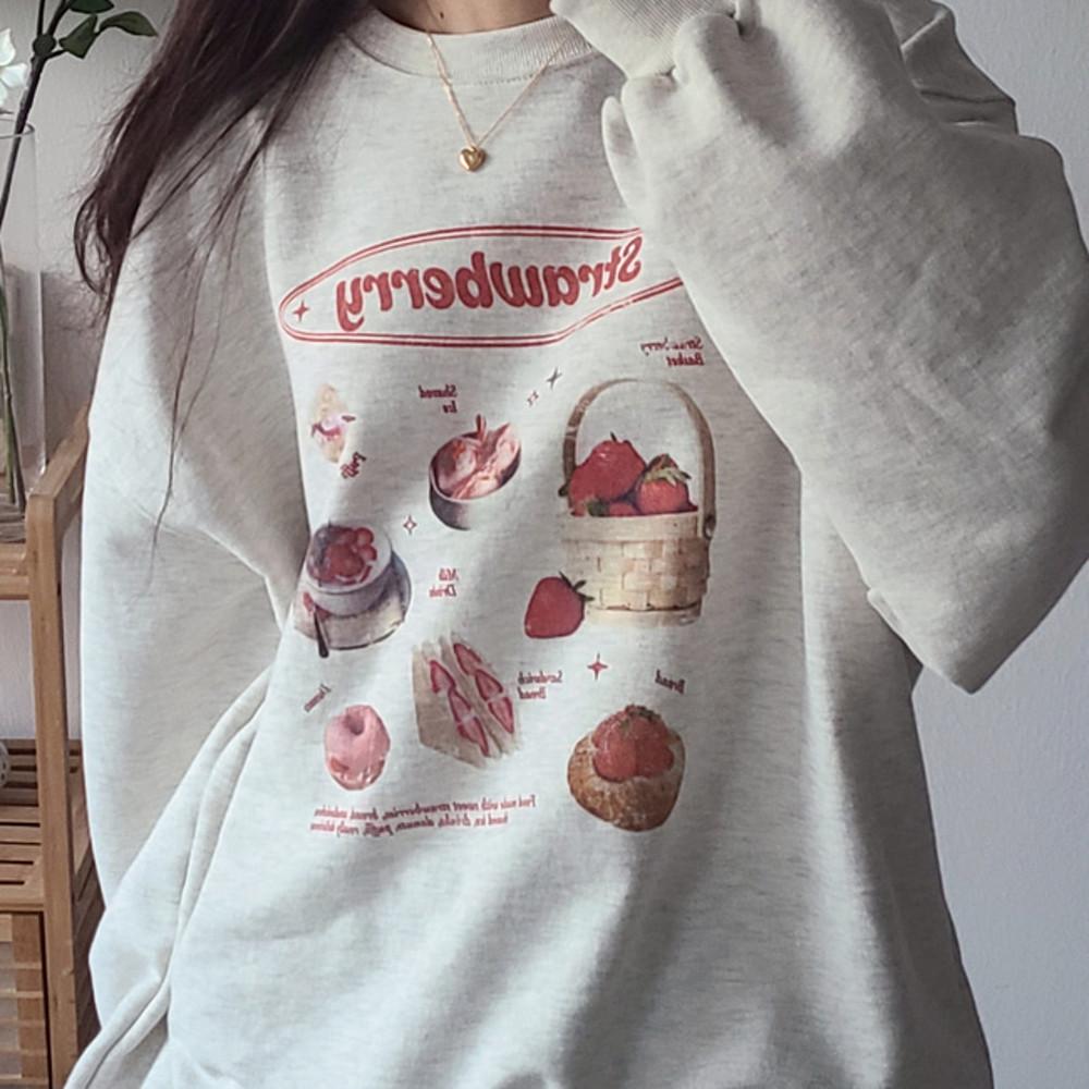 스트로베리 오버핏 맨투맨