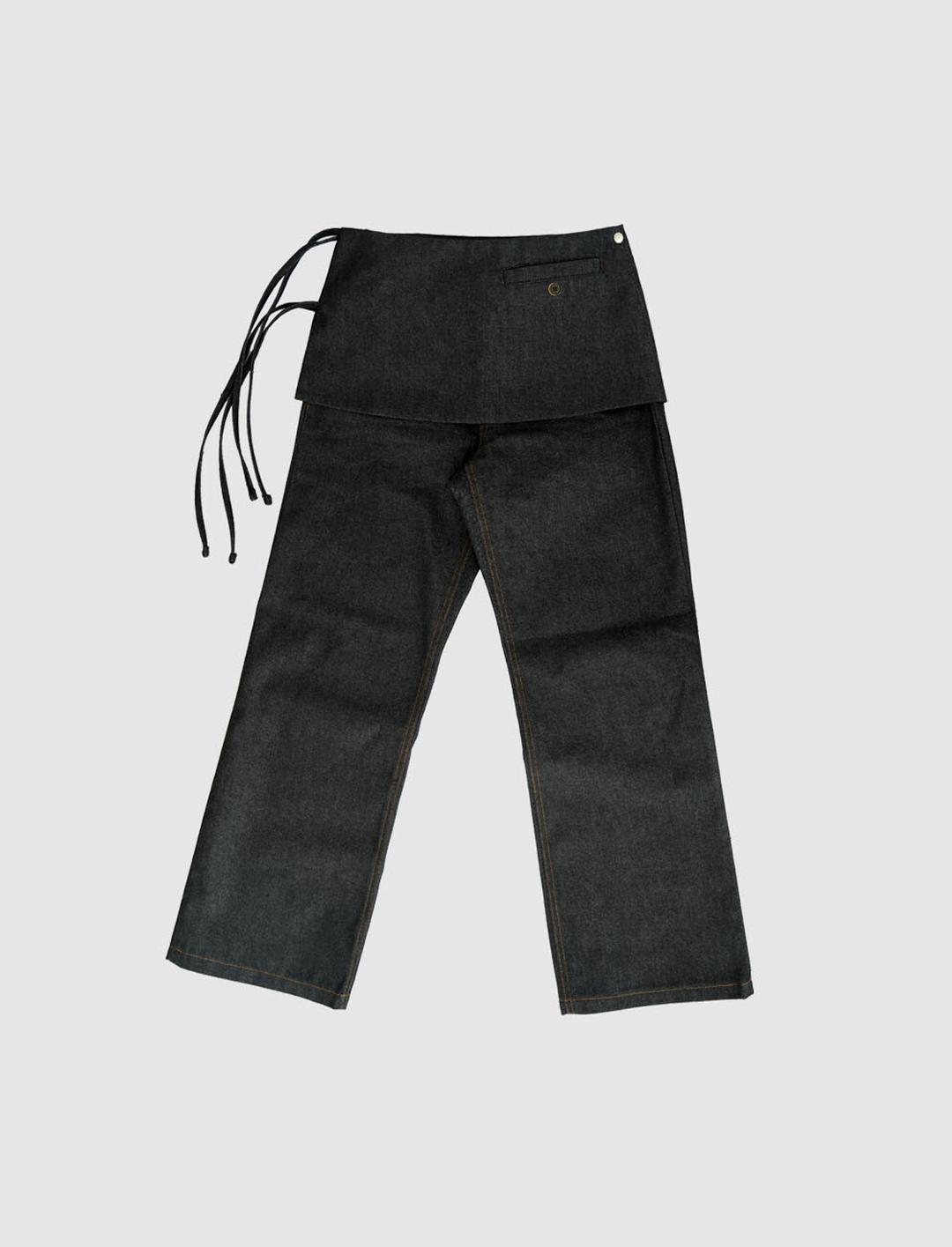 Denim skirt pants, black