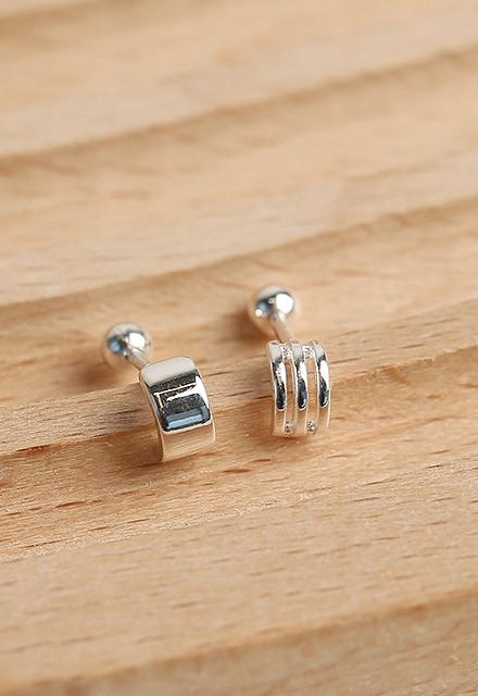 커브드 3단/플랫형 실버925 은볼 은 피어싱 (2 types)