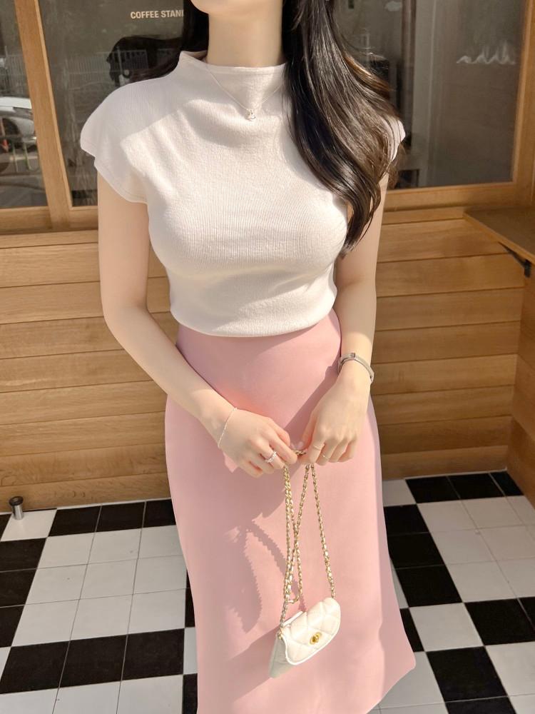 미유 반목 캡소매 니트 4color