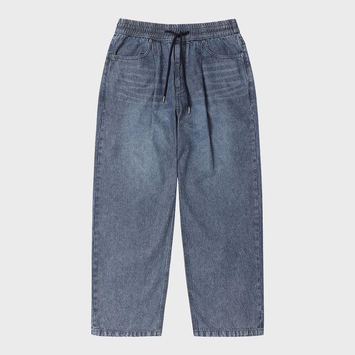 Blue Wide Fit Banding Jeans_CWPAM25385BUX