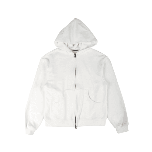 [ERTR X 니들]Leather Applique Hoodid Zip Up (white)