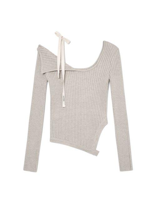 ISA ASYMMETRICAL KNIT TOP (OATMEAL)