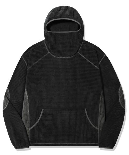 바라클라바 와플 풀오버 후디_블랙