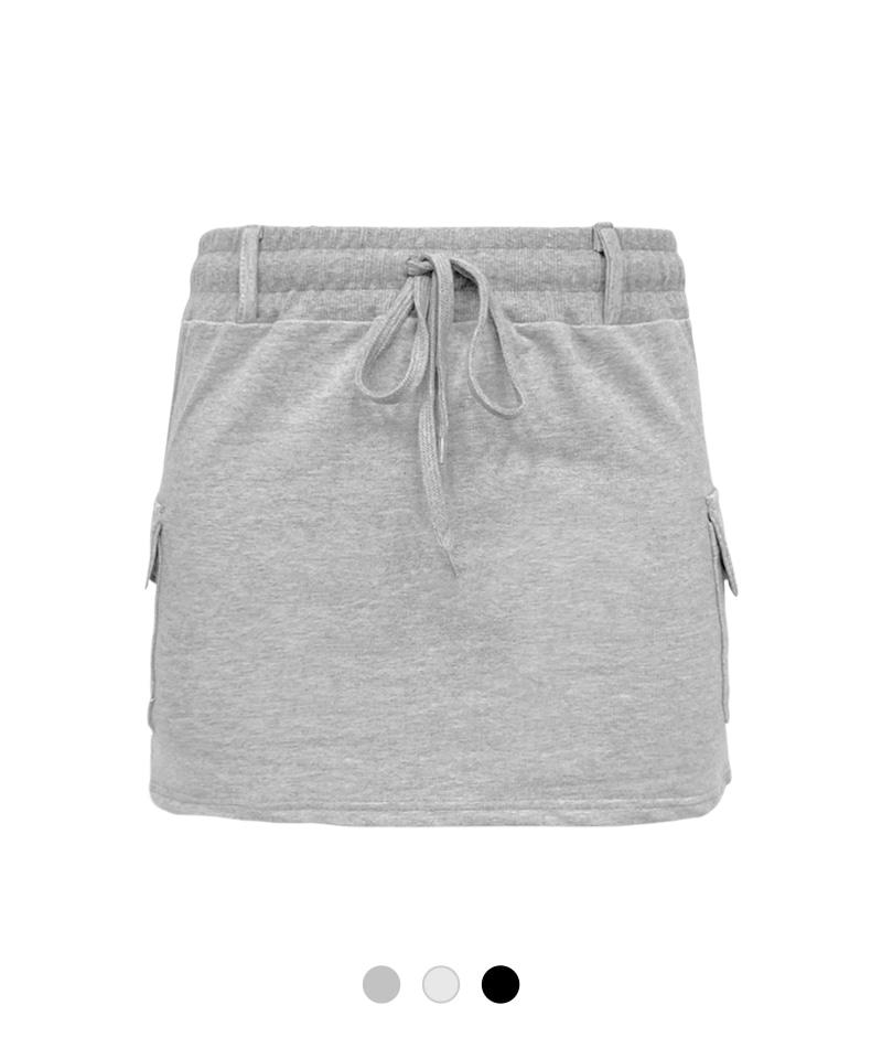 포켓 코튼 미니 스커트