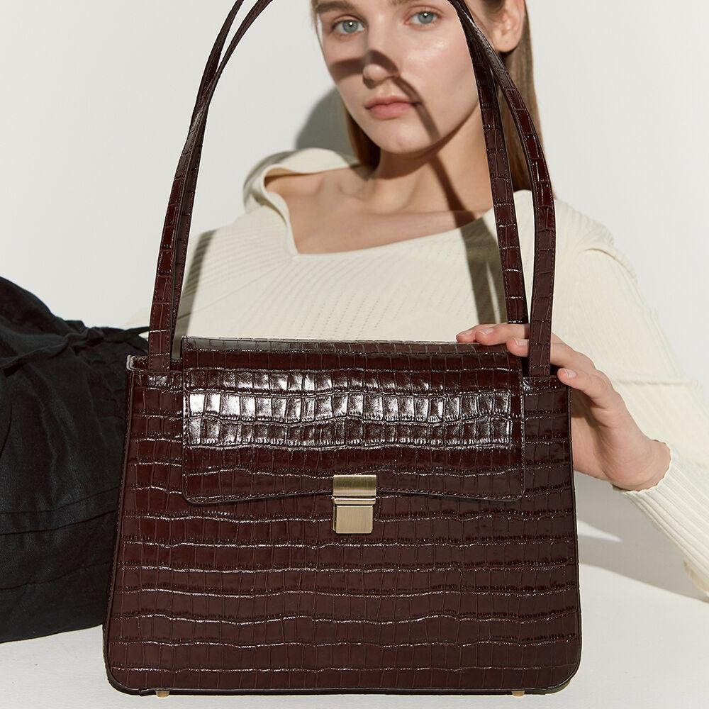 Mari classic bag - croc wine