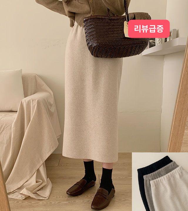 [가을겨울ver/도톰] 백슬릿 기모 니트 롱스커트 (3color)_321g