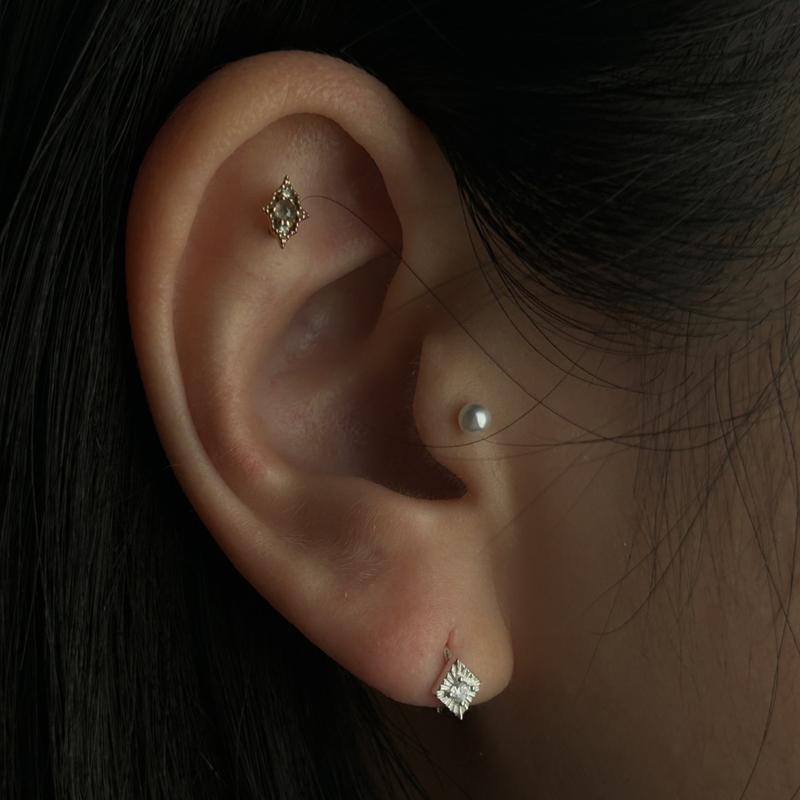 925 Rhombus cutting hoop earrings