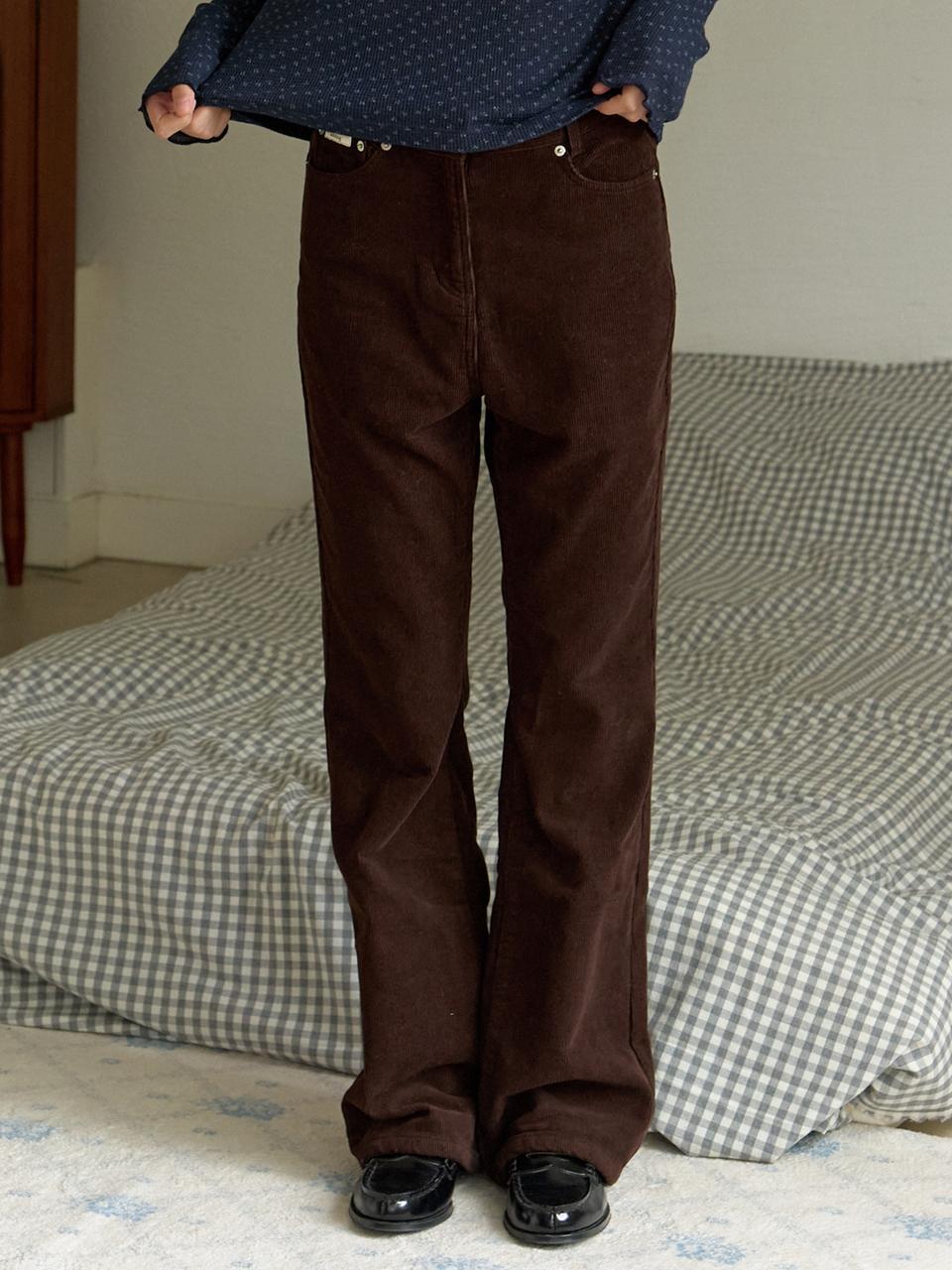 A CORDUROY SEMI BOOTS CUT PANTS_DARK BROWN