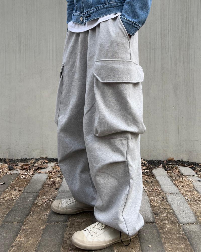 남자 여자 스웻 밴딩 빅카고 벌룬 와이드 스트링 쭈리 트레이닝 스토퍼 팬츠 3c