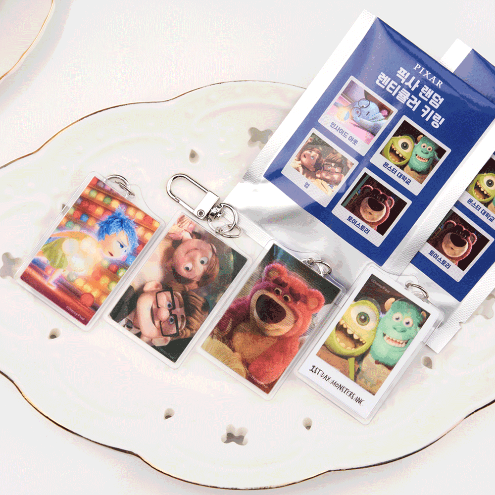 픽사 인사이드 아웃 업 랏소 몬스터 대학교 렌티큘러 키링 4종 E01(랜덤 발송)