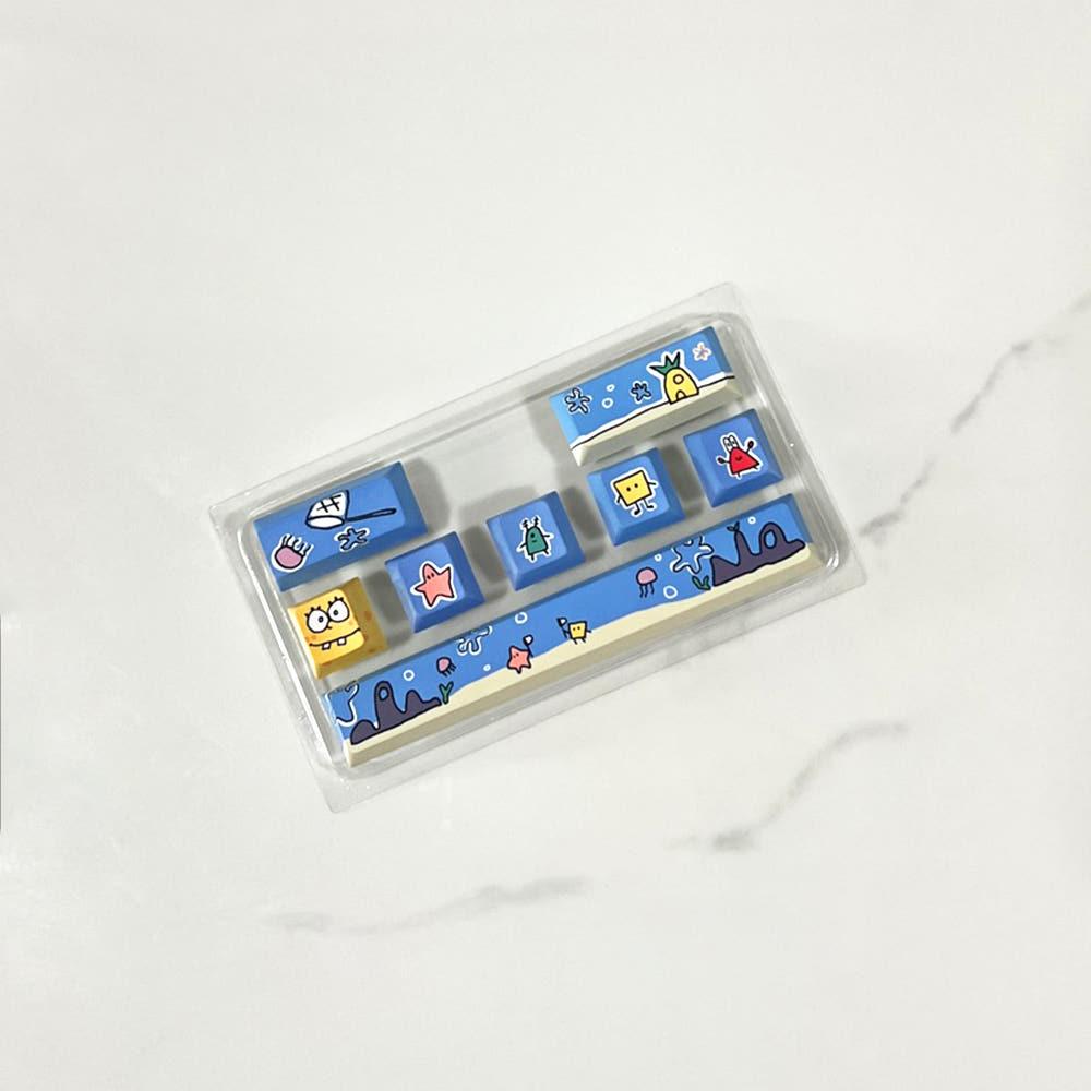 스펀지밥 포인트 키캡 스폰지밥 키보드 투명 캐릭터 귀여운 키캡 8key