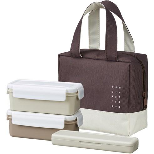 코멕스 런치 메이트 더 슬림 도시락 세트, 브라운, 아이보리, 1세트 - 일반도시락 | 쿠팡