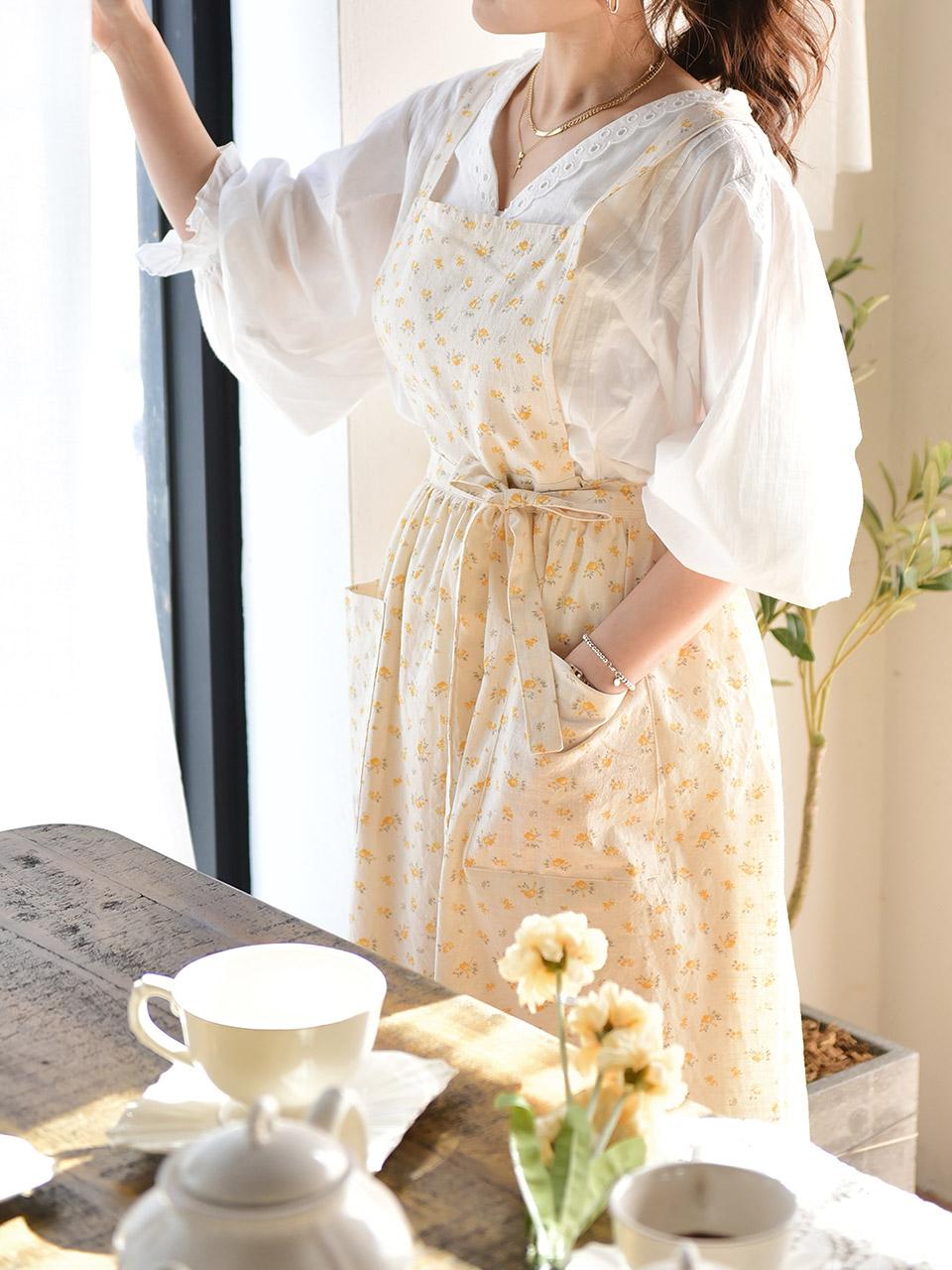 내츄럴 플라워 주름 앞치마