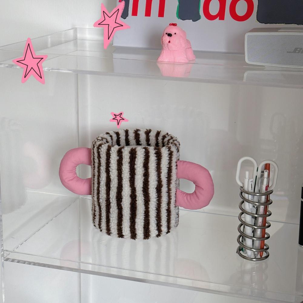 스트라이프 티슈 케이스 오브제 화분 커버 장식 인테리어 소품 컵 플리스