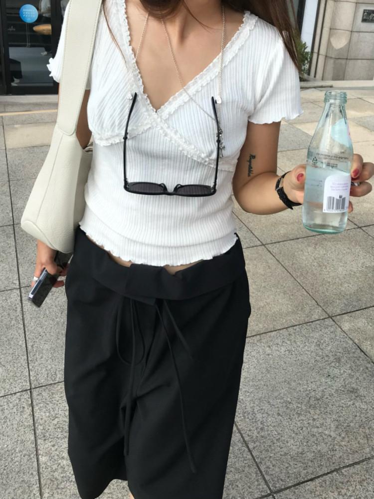 [아이당일] weare 위아 벨라 골지 프릴 반팔 티셔츠 (3col)