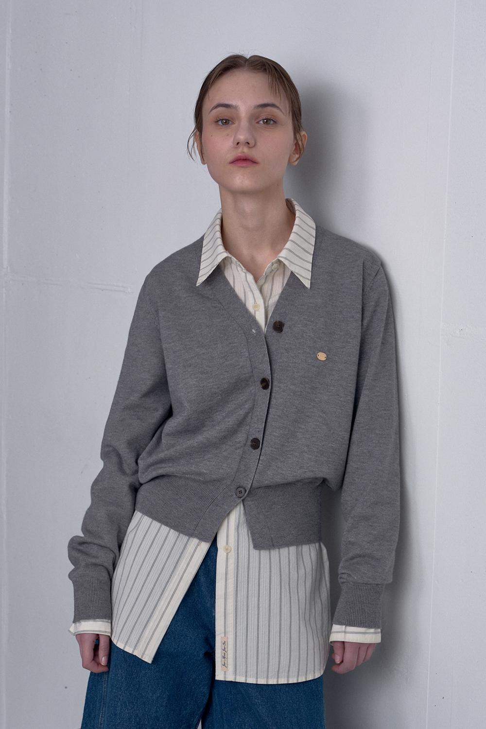 [25SS] 클래식 V넥 니트 가디건_Gray