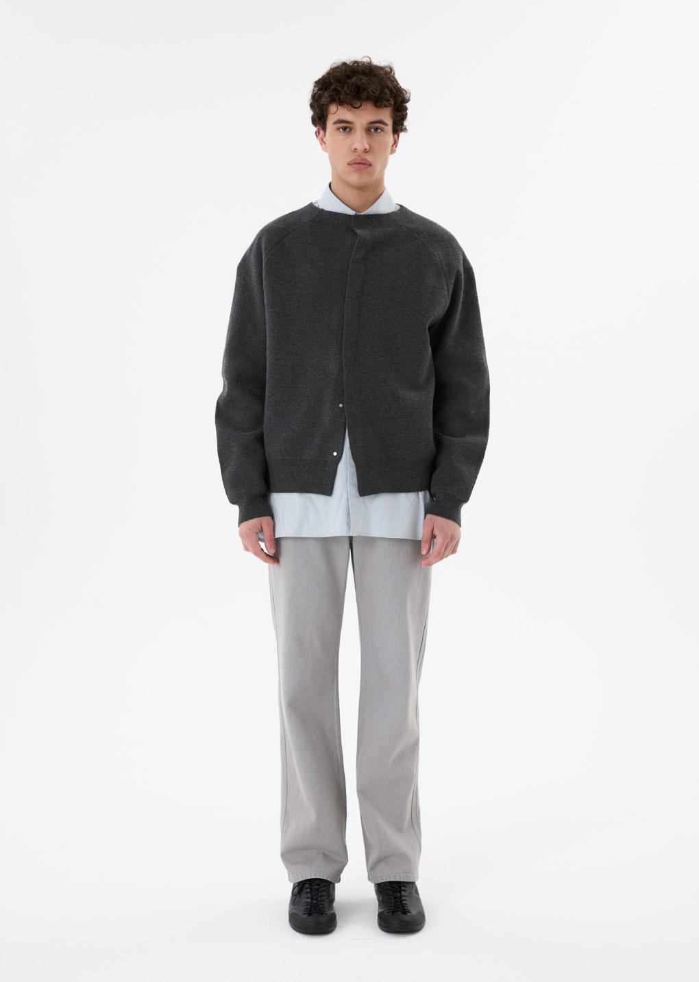 rounded sleeve cardigan, charcoal