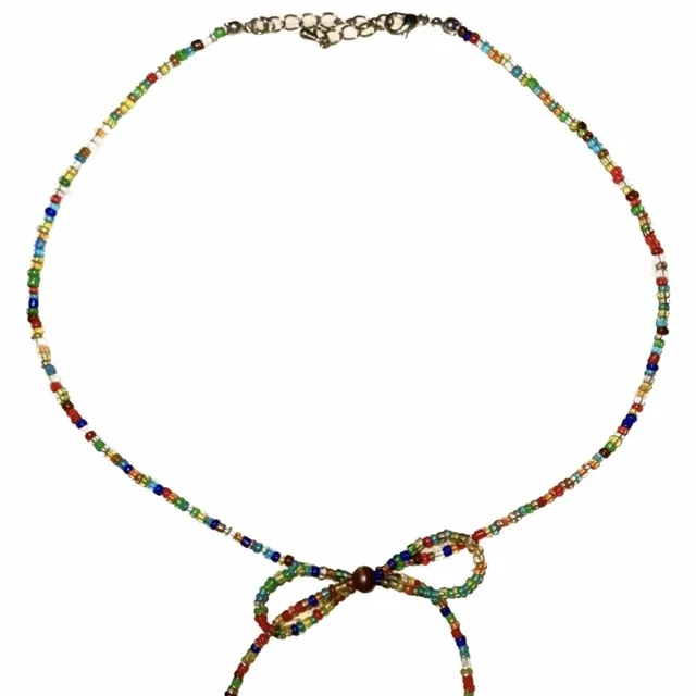 알록달록 젤리비즈 리본 포인트 목걸이