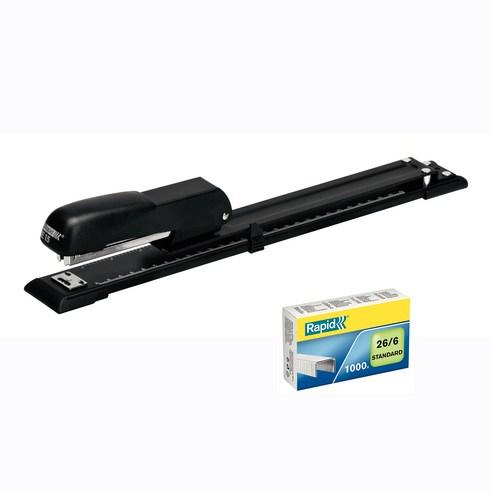 래피드 롱암스테이플러 E15 + 26/6 스테플심 1000p 세트, 블랙(스테플러), 1세트 - 스테이플러 | 쿠팡