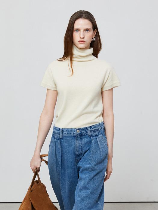 CAP SLEEVE TURTLENECK KNIT - IVORY