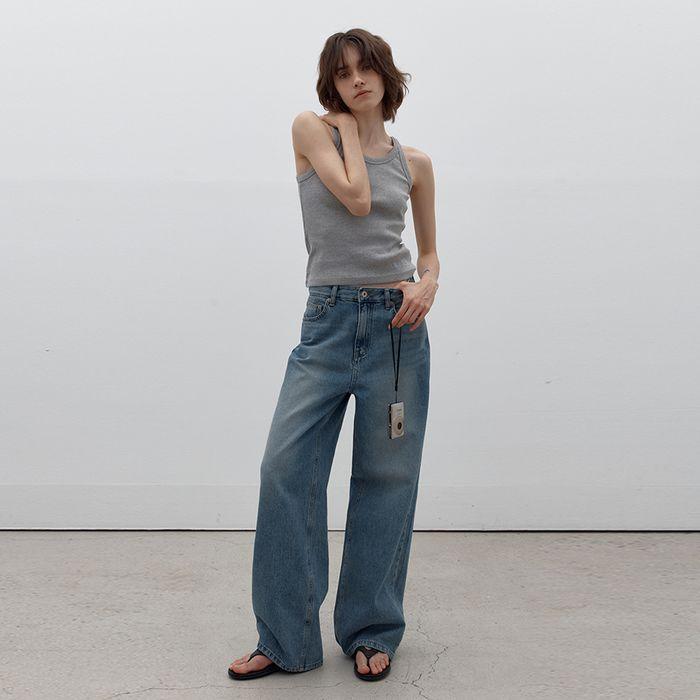 [기장선택] Wearable loose denim (middle blue)