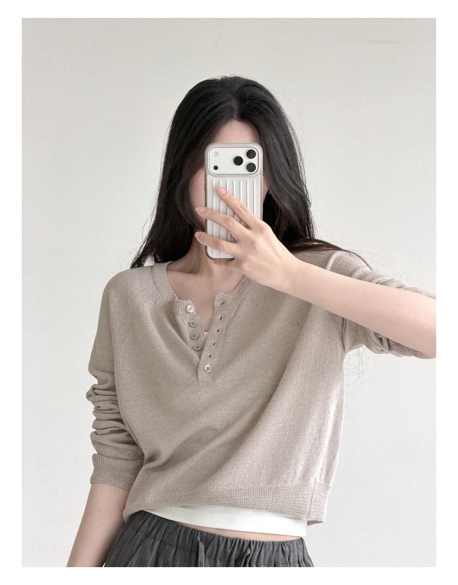 써머리 린넨 버튼 니트 (2colors)