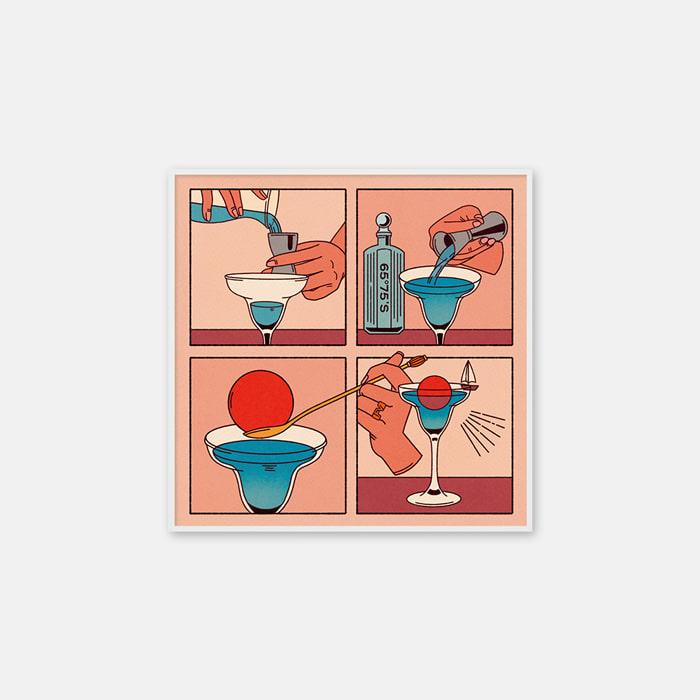 선셋 칵테일 레시피 포스터