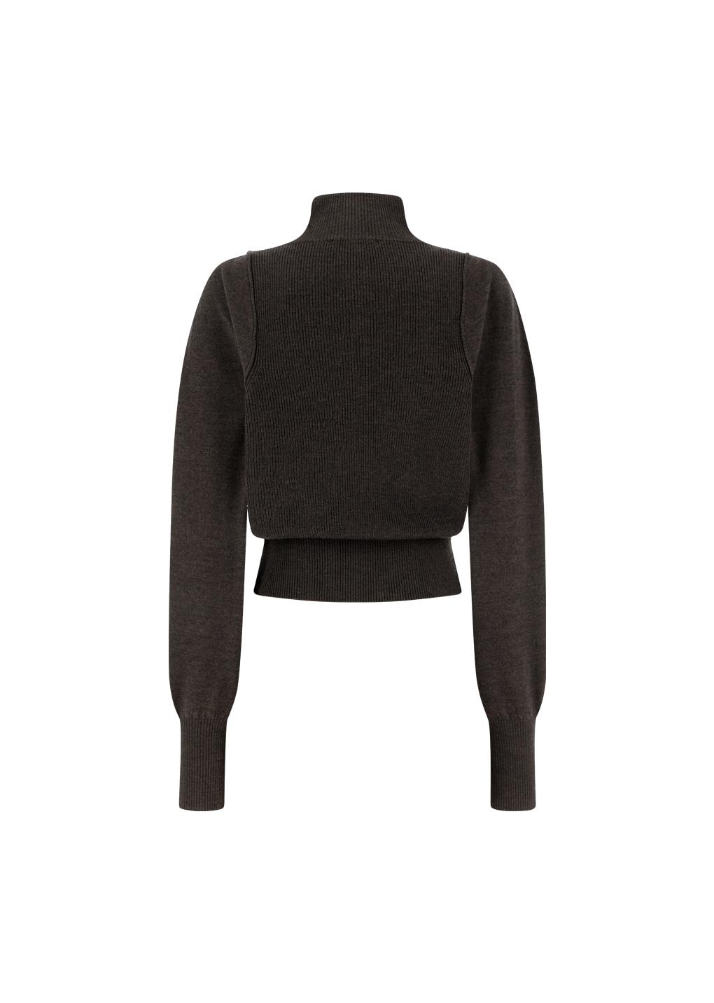 blocking button up cardigan, dark brown