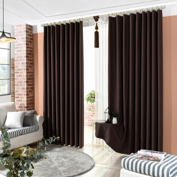 린네니 암막커튼 민자형 다크브라운 140X160cm (커튼봉 미포함)
