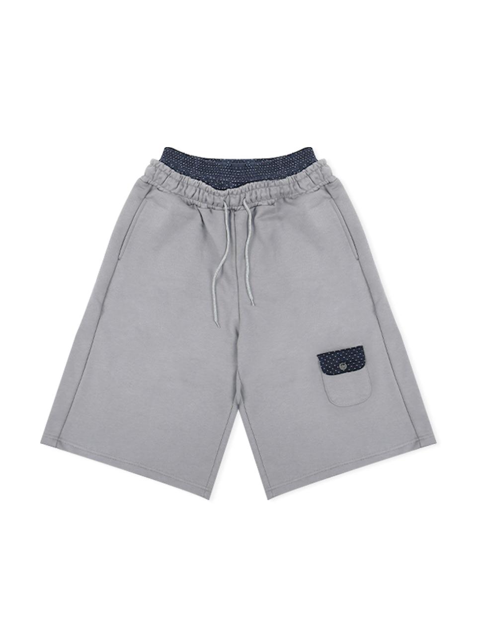 Pajama Layered Sweat Bermuda Pants, Gray