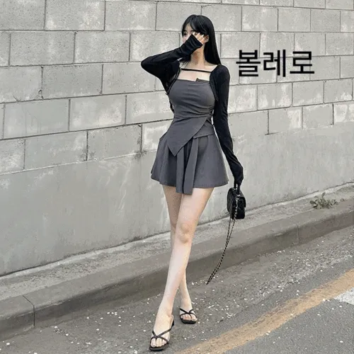 ⚡빠른출발⚡3피스 사선 나시 플레어 팬츠 볼레로 세트 3 COLORS