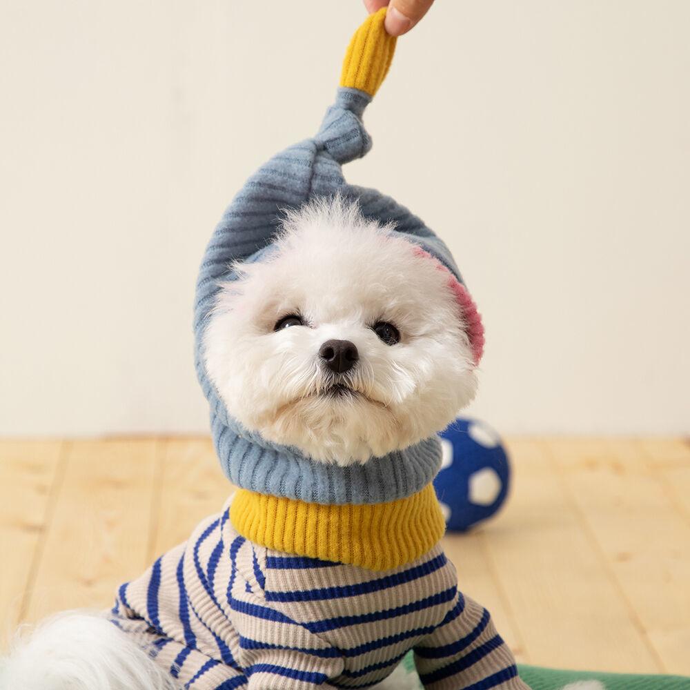 마카롱 터틀넥 니트 모자(블루/핑크)