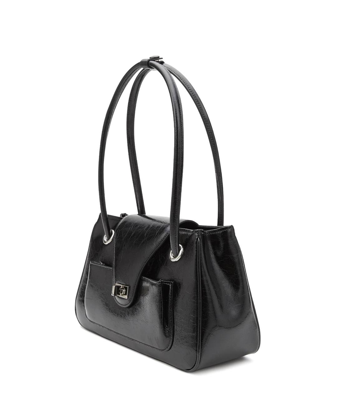 Pao Long Handle Bag black crinkle