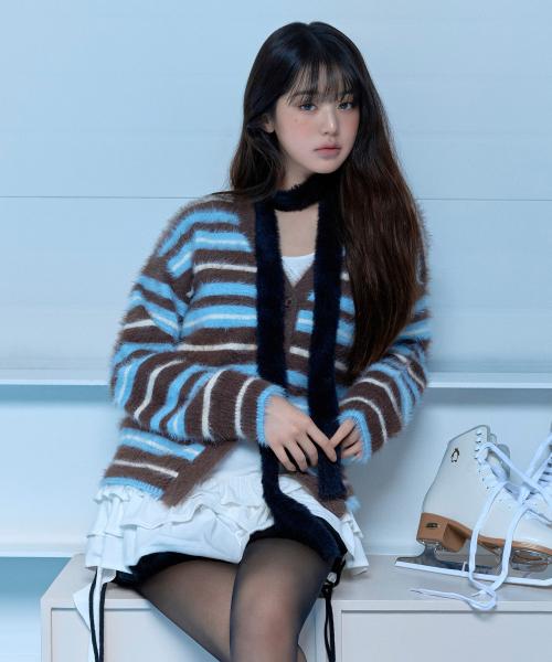 FLUFFY LOOSE FIT CARDIGAN BROWN