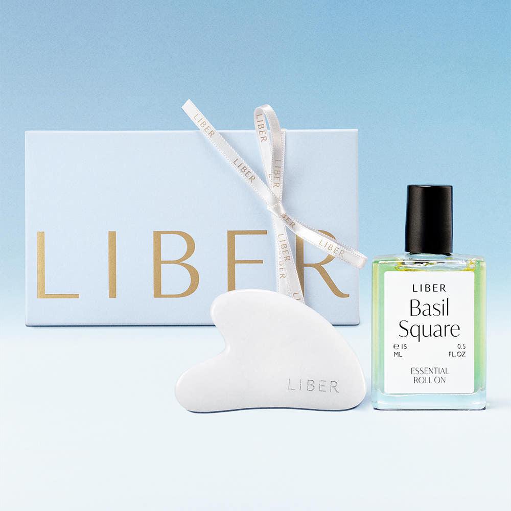 [선물포장] 에센셜 아로마 오일 롤온 & 괄사 세트 바질 스퀘어 CONGRATULATIONS!