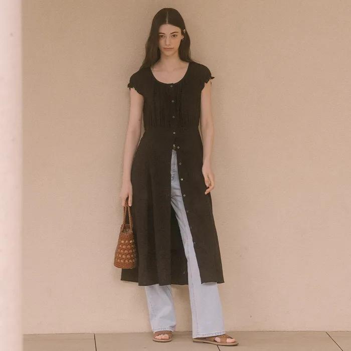 Shirring long dress TISU02OP06_Black