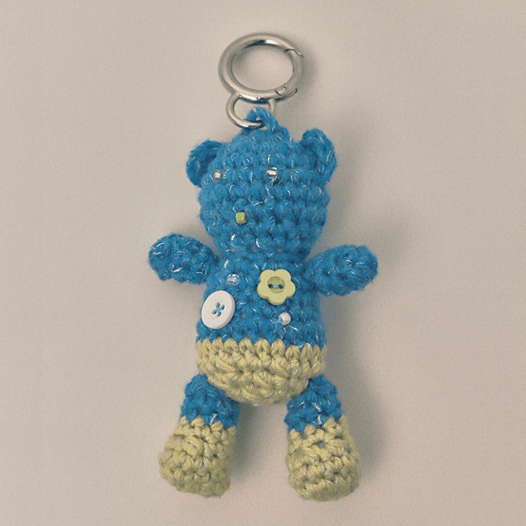 Button Home Bear Keyring - aqua