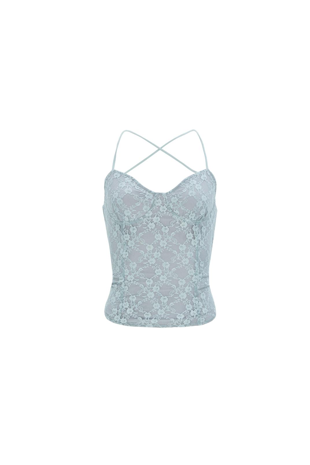 lace backless top bluegrey