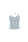 lace backless top bluegrey