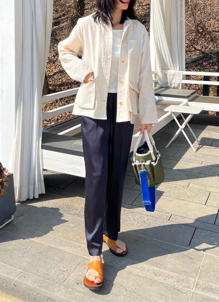 엘라스틱 팬츠 허리밴딩 네이비