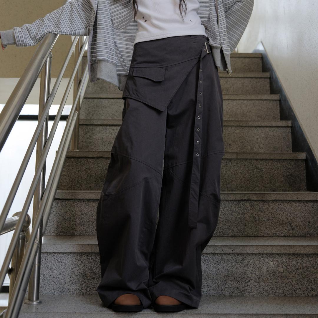 틸데서울 *추천, 3size* 컴벳 벨티드 핀턱 랩 팬츠 2color