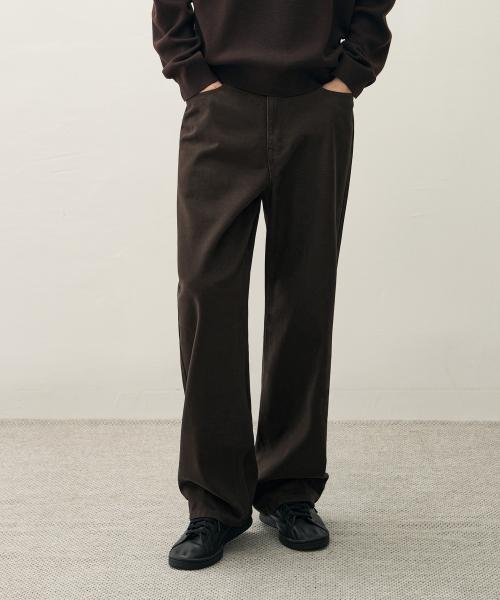 유주얼 세미 와이드 데님 팬츠 [BROWN]