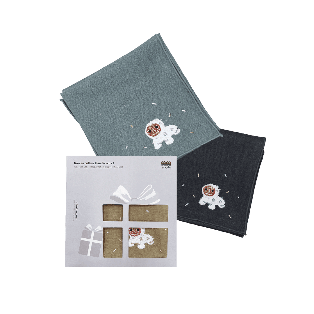 전통 사자탈춤 자수 손수건