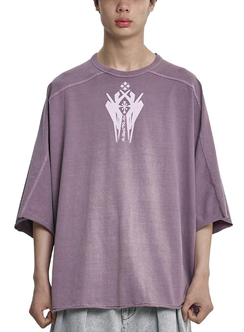 Cross Symbol Washed Raglan T-Shirt [PINK]