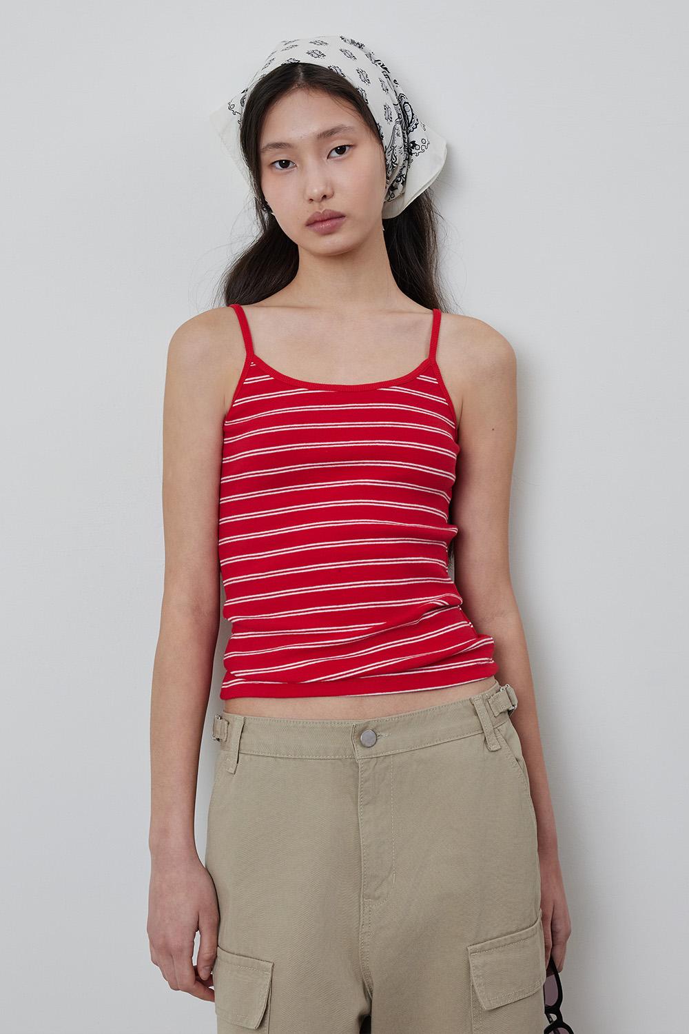 Stripe Cotton Span Slim Sleeveless_TOP