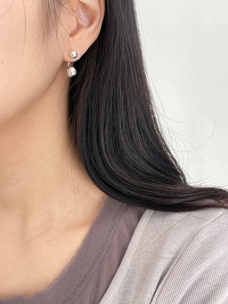 silver 925) 2way double ball earring