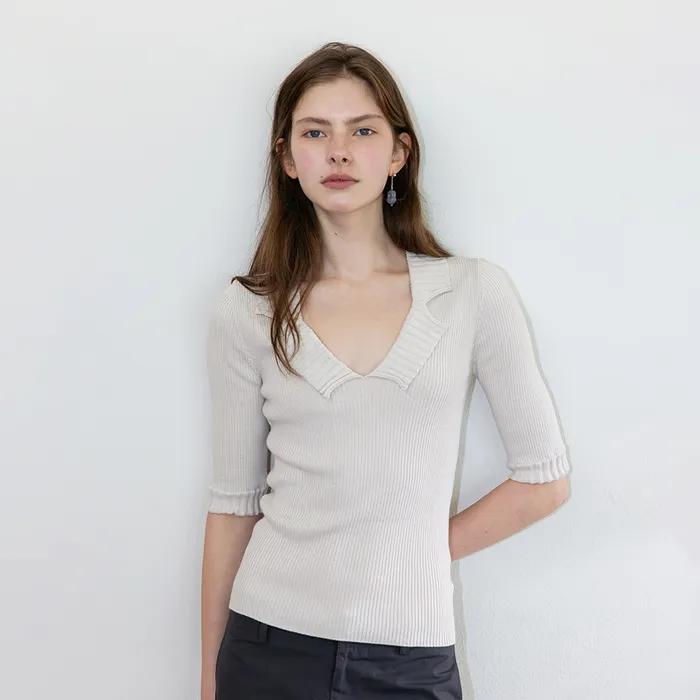 [7th 예약배송/5월 30일] Double Collar Knit_Ivory