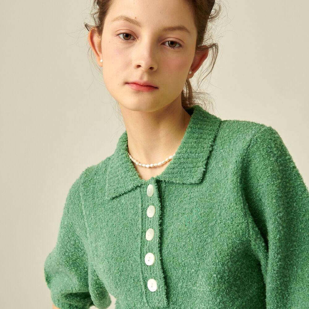 BUTTON COLLAR KNIT GREEN